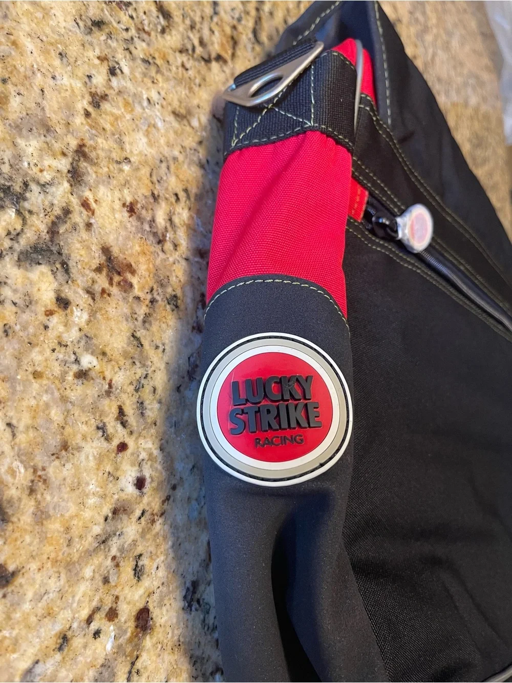 Men's Black and Red Messenger Bag